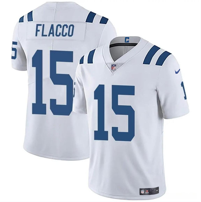 Men's Indianapolis Colts #15 Joe Flacco White Vapor Limited Stitched Football Jersey